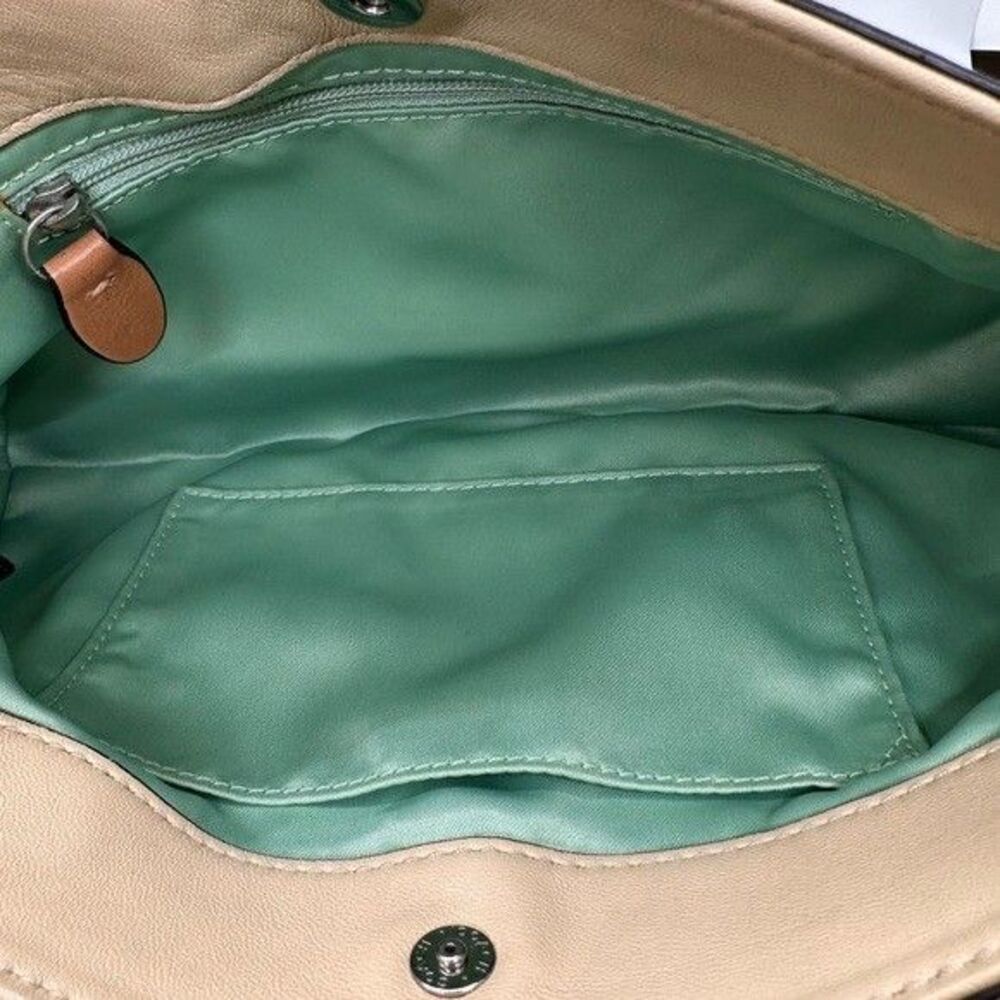 Coach Tan Kyra Leather wristlet with Pink & Green Scarf and Removable strap - Picture 8 of 8